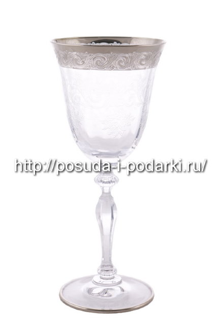 Набор 6 бокалов для вина 190 мл Аллегро декор Сан Марко с платиной (№3) h-18,5 см