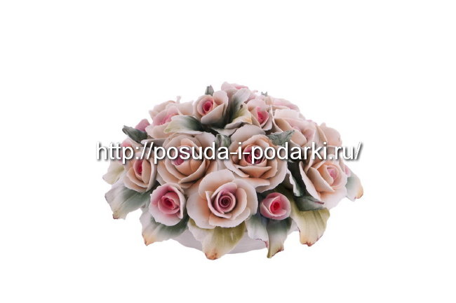 Статуэтка фарфоровая. Вазочка с розами d-19, h-11 см