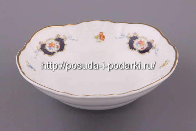 Салатник круглый 13 см Синий глаз, отводка золото