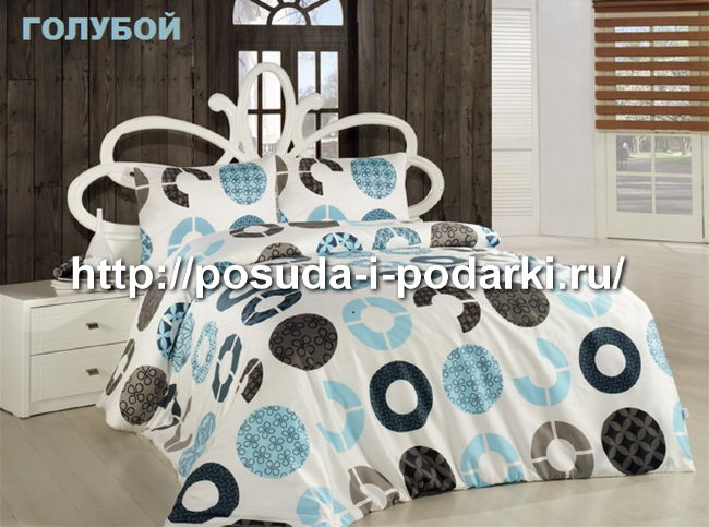 Постельное белье (КПБ) "CREAFORCE" MIA семейное 70x70*2 Голубой