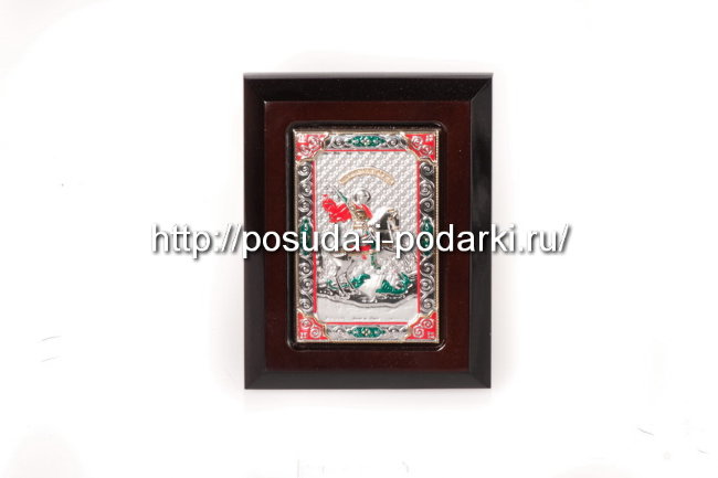 Панно Георгий победоносец в дер. раме 8,6*11,1 см