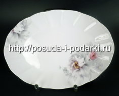 Блюдо овальное 23 см глубокое Грэй Розис