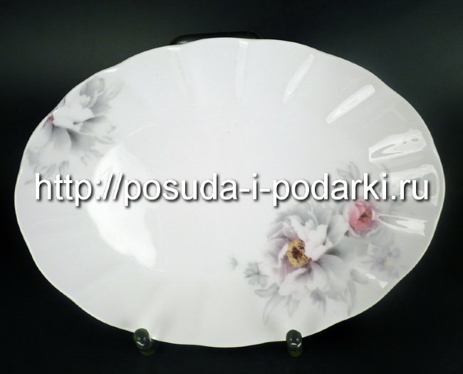 Блюдо овальное 23 см глубокое Грэй Розис