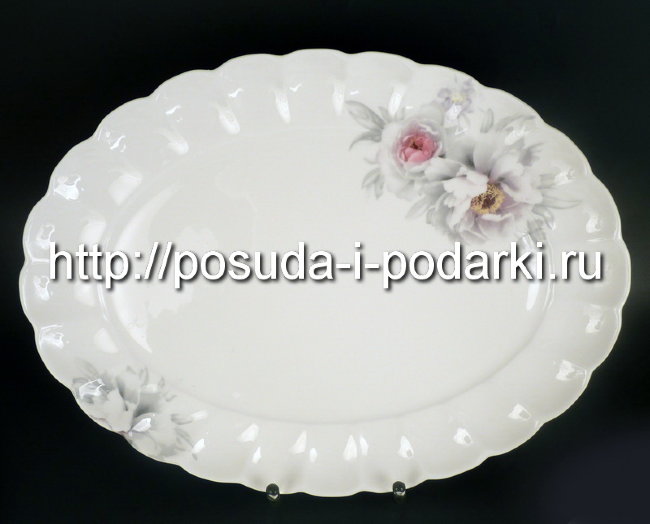 Блюдо овальное 37 см Грэй Розис