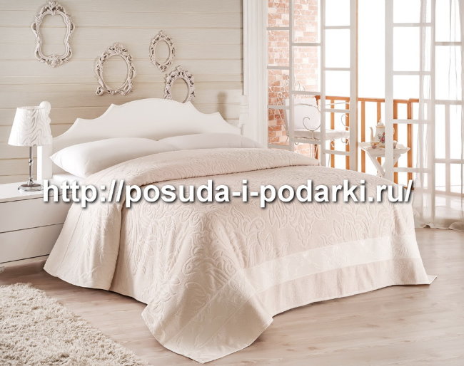 Простынь махровая "KARNA" MEDUSA 200x220 см Кремовый