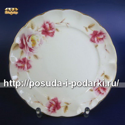 Тарелки мелкие (набор 6 тарелок) Розис (золотая лента) 18 см