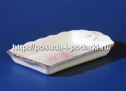 Блюдо для масла Шиповник (золотая лента) 18 см