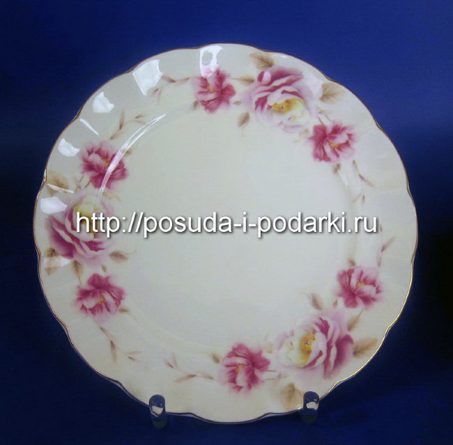 Тарелки мелкие (набор 6 тарелок) Розис (золотая лента) 21,5 см