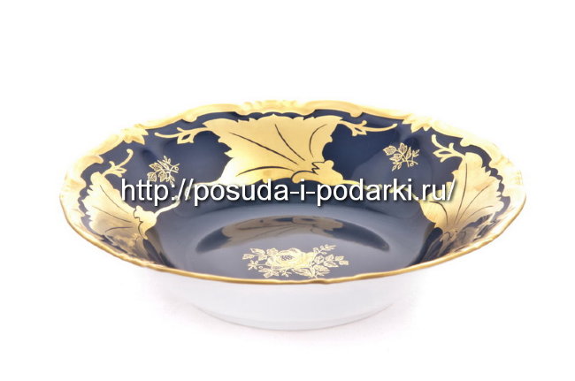 Салатник круглый 23 см Катарина Синий кленовый лист