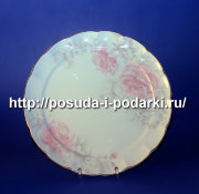 Блюдо круглое Шиповник (золотая лента) 32 см