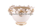 Кашпо керамическое для цветов Виноград беж с кристаллами Сваровски d-18-34, h-32 см CERAMICHE STELLA