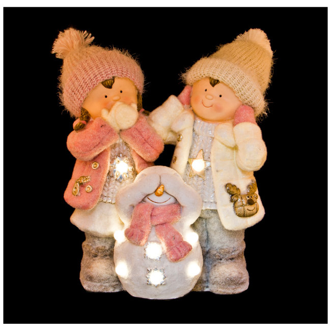 ФИГУРКА 37*22.5*42 СМ С LED-ПОДСВЕТКОЙ. СЕРИЯ ДЕТИШКИ В СНЕГУ. БЕЗ УПАКОВКИ (КОР=2ШТ.)