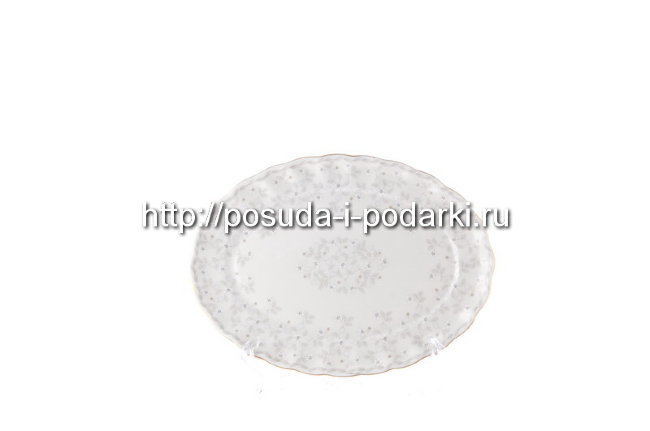 Блюдо овальное 28 см Джулия беж (золотая лента)
