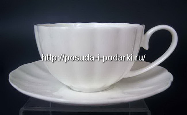 Чашки чайные с блюдцами (чайный набор) на 6 персон Магнолия белая 250 мл