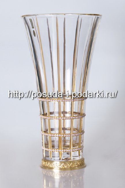 Хрустальная ваза для цветов. Ваза для цветов "Стелла" с кристаллами Сваровски h-32 см
