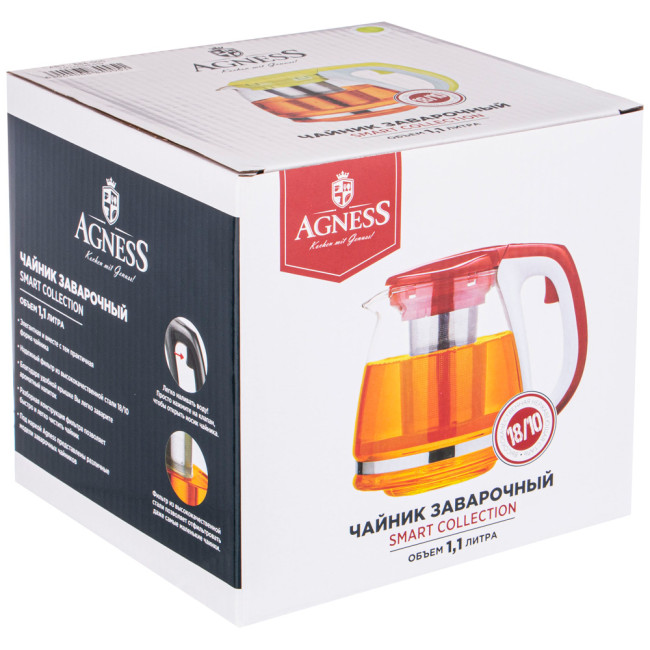 ЧАЙНИК ЗАВАРОЧНЫЙ AGNESS С ФИЛЬТРОМ 1100 МЛ. (КОР=12ШТ.)