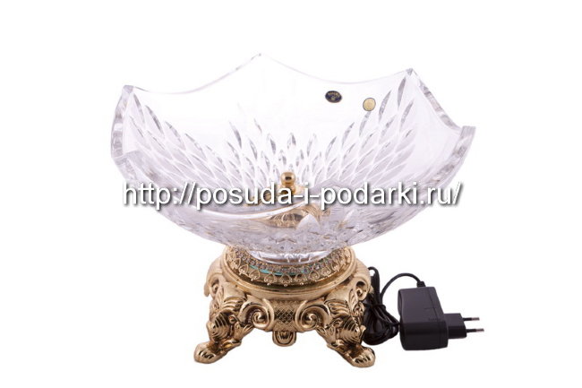 Ваза для фруктов (фруктовница) хрустальная. Ваза для фруктов d-23, h-33 см с подсветкой