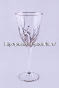 Набор 6 бокалов для вина 240 мл Зара с кристаллами с платиной, h-22 см