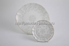 Набор для торта 7 пр Джулия беж (золотая лента)