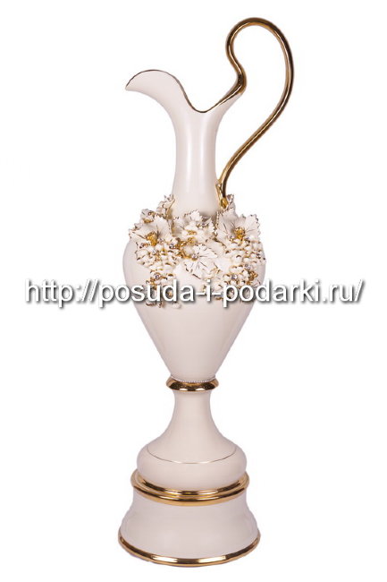 Кувшин керамический декоративный Виноград беж с кристаллами Сваровски d-33, h-117 см CERAMICHE STELLA