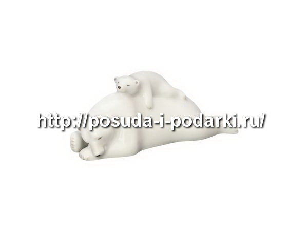 Скульптура фарфорвая (статуэтка) Медведица с медвежонком м.р. ТН1
