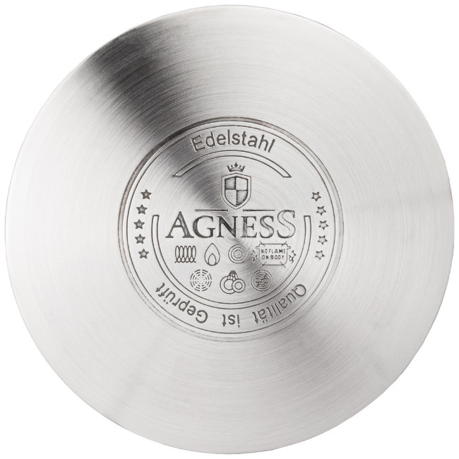 КАСТРЮЛЯ AGNESS СО СТЕКЛЯННОЙ КРЫШКОЙ, НЕРЖ.СТАЛЬ, СЕРИЯ MIDNIGHT 1,8Л 16Х9,5СМ (КОР=6ШТ.)