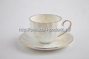 Кофейные чашки с блюдцами (кофейный набор) на 6 персон Магнолия Крем (золотая лента) 150 мл
