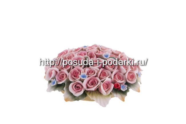 Статуэтка фарфоровая. Вазочка с цветами 17*15, h-7 см