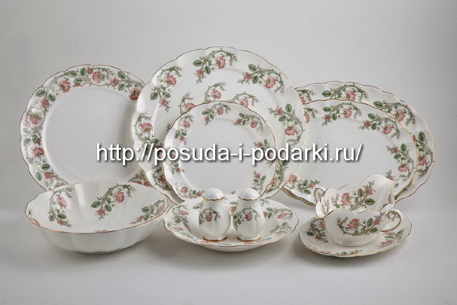 Сервиз столовый (столовый набор) на 6 персон Магнолия Персия (золотая лента) 22 предмета