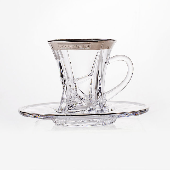 Набор чайный на 6 персон 12 предметов 90 мл с блюдцами 15,5 см "Кристалайт - 375495"