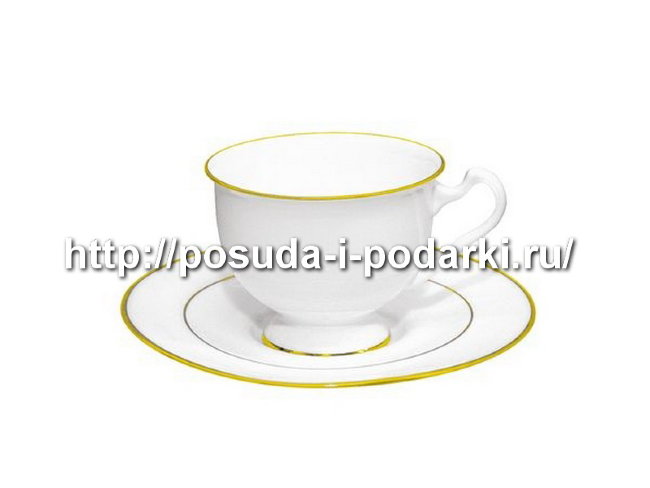 Чашка с блюдцем чайная Айседора 250 мл Золотая лента КН1