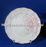 Тарелки мелкие (набор 6 тарелок) Шиповник (золотая лента) 18 см