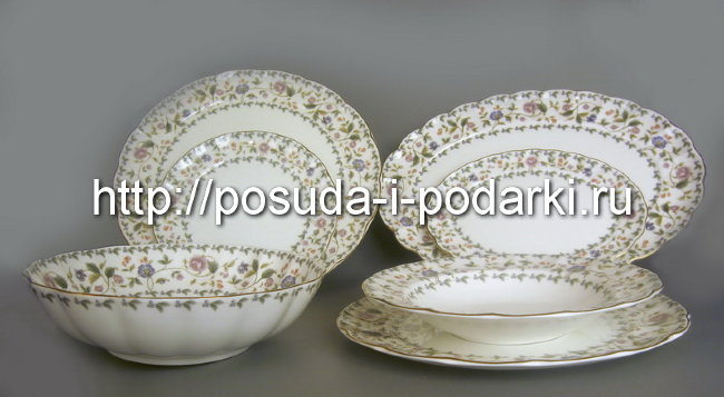 Сервиз столовый (столовый набор) Санни Гарден на 6 персон 28 предметов (золотая лента)