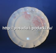 Тарелки мелкие (набор 6 тарелок) Шиповник (золотая лента) 27 см