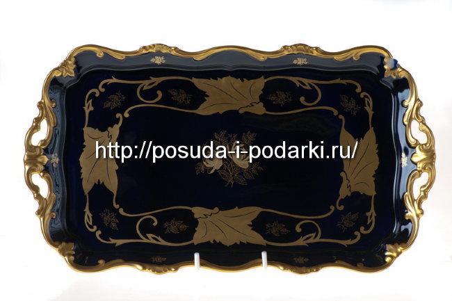 Поднос 45 см Катарина Синий кленовый лист