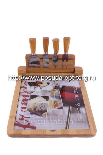 Набор для сыра: доска 30*25 и 4 ножа Набор для сыра: доска 30*25 и 4 ножа
