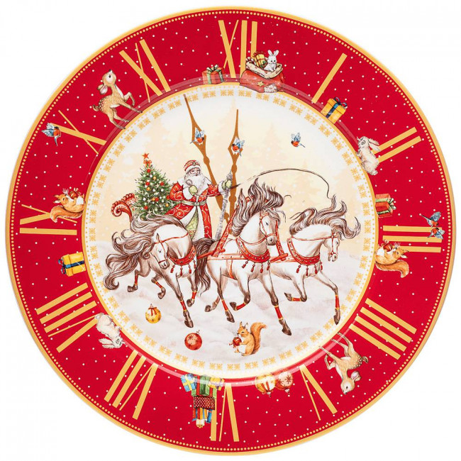 ТАРЕЛКА ОБЕДЕННАЯ LEFARD ЧАСЫ 26СМ КРАСНАЯ (КОР=18ШТ.)