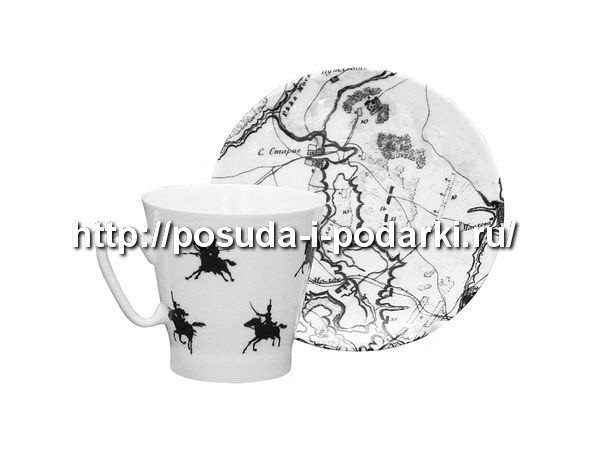 Чашка с блюдцем кофейная Черный кофе 80 мл Конница КН1