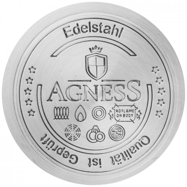 КАСТРЮЛЯ СО СТЕКЛЯННОЙ КРЫШКОЙ AGNESS ГОРОШЕК НЕРЖ. СТАЛЬ 1,9 Л ДИАМЕТР=16 СМ ВЫСОТА=9 СМ (КОР=8ШТ
