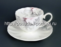 Кофейные чашки с блюдцами (кофейный набор) на 6 персон Грэй Розис 150 мл Кофейные чашки с блюдцами (кофейный набор) на 6 персон Грэй Розис 150 мл
