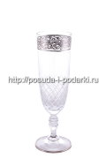 Набор 6 бокалов для шампанского 240 мл Глория, платиновое травление