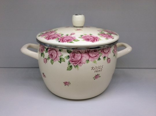 Кастрюля 5л 22см Принт Розы (эмаль) Japonica