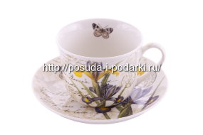 Чашка с блюдцем Ирисы 400 мл