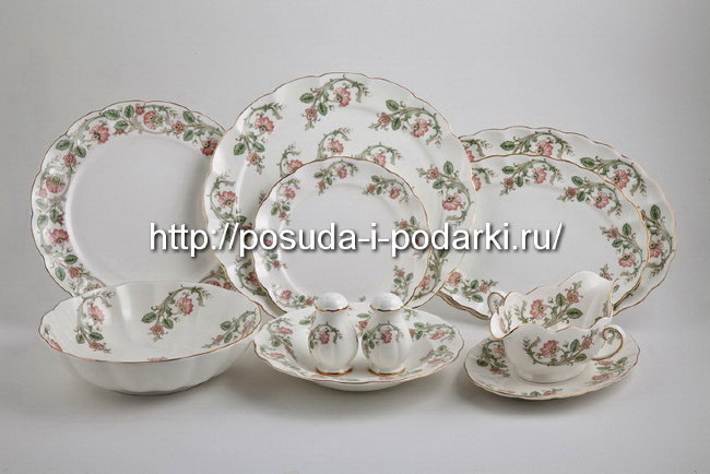 Сервиз столовый (столовый набор) на 6 персон Магнолия Персия (золотая лента) 23 предмета