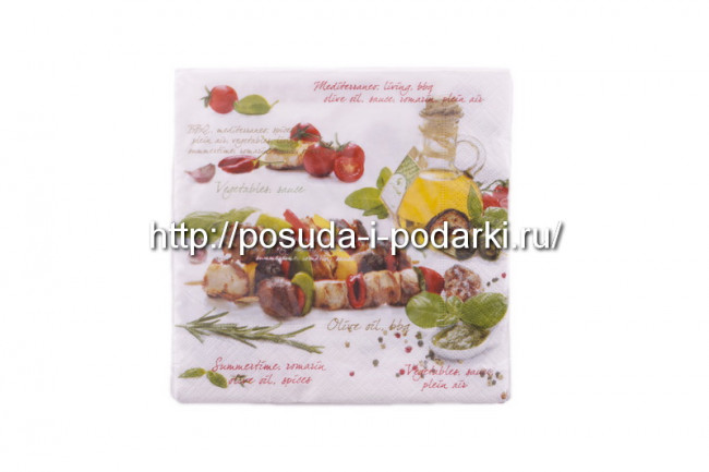 Салфетки бумажные 33*33 Барбекю, 3-х слойные, 20 шт