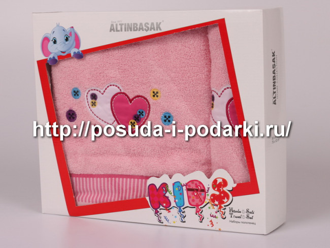 Набор махровых полотенец "ALTINBASAK" KIDS 50х80-70х120 см Розовый V4