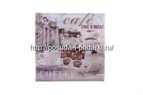 Салфетки бумажные 33*33 Ретро кафе, 3-х слойные, 20 шт