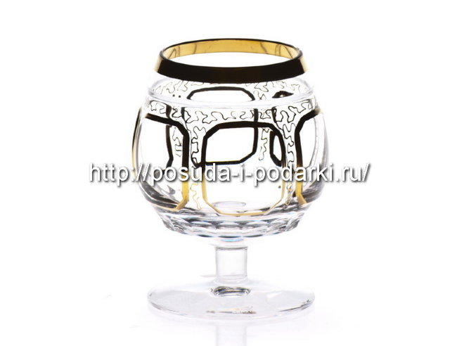 Набор 6 бокалов для бренди Антик прозрачные с золотом