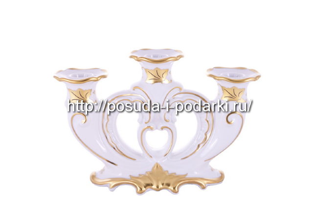 Подсвечник 16 см на 3 свечи Катарина Кленовый лист