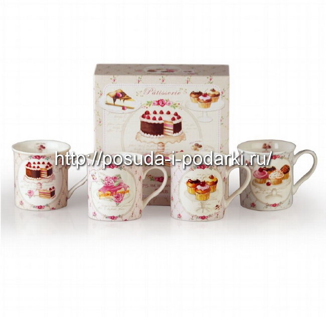 Набор 4 кружки Сладости 350 мл